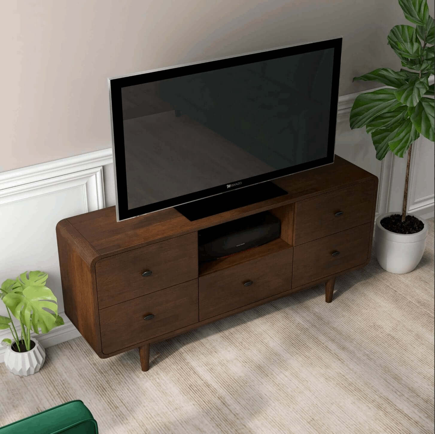 Alexa MCM Style TV Stand Entertainment Console 71" - Revel Sofa 