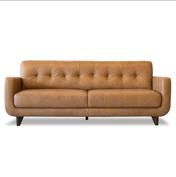Allison MCM Style Tufted Genuine Leather Sofa 84