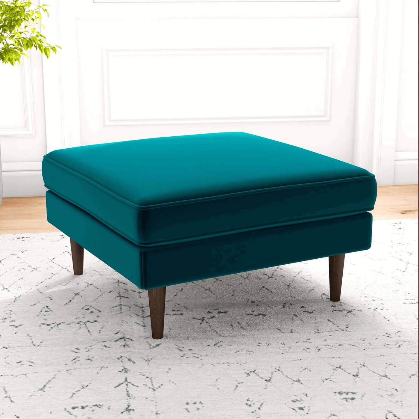 Amber MCM Style Square Upholstered Ottoman - Revel Sofa 