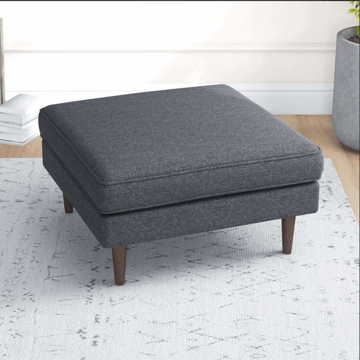 Amber MCM Style Square Upholstered Ottoman - Revel Sofa 