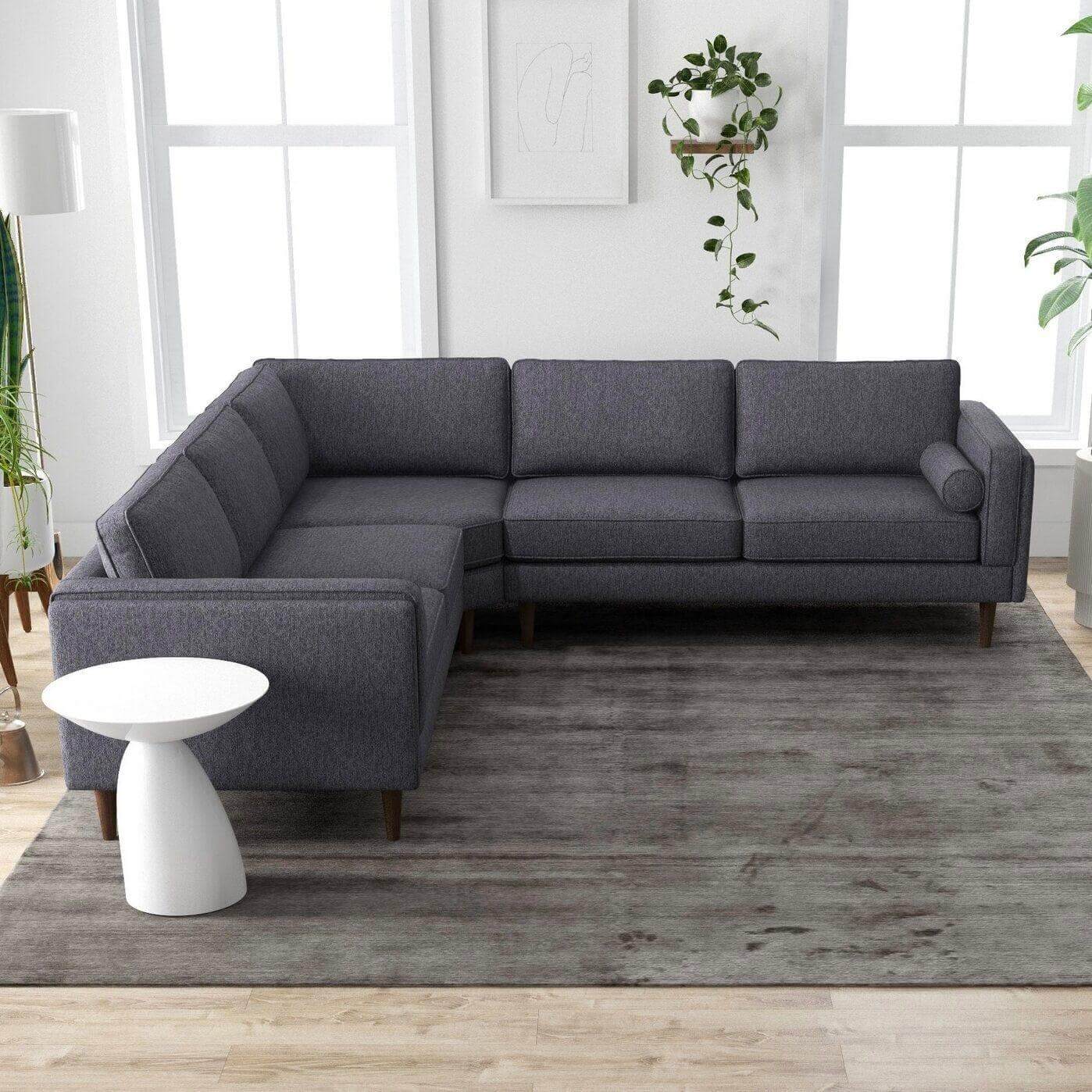 Amber MCM Style Symmetrical Corner Sectional Sofa 103" - Revel Sofa 