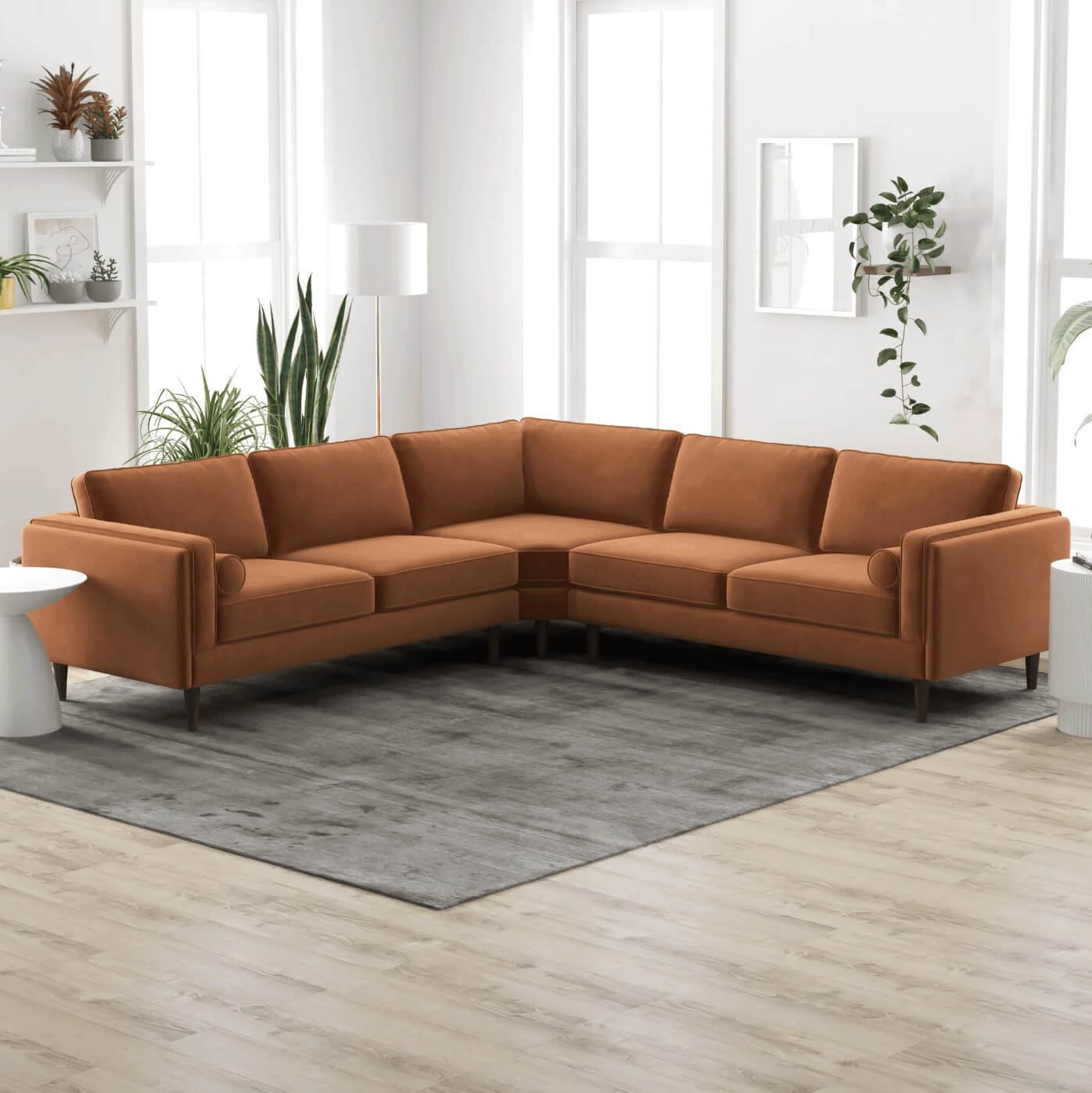 Amber MCM Style Symmetrical Corner Sectional Sofa 103" - Revel Sofa 