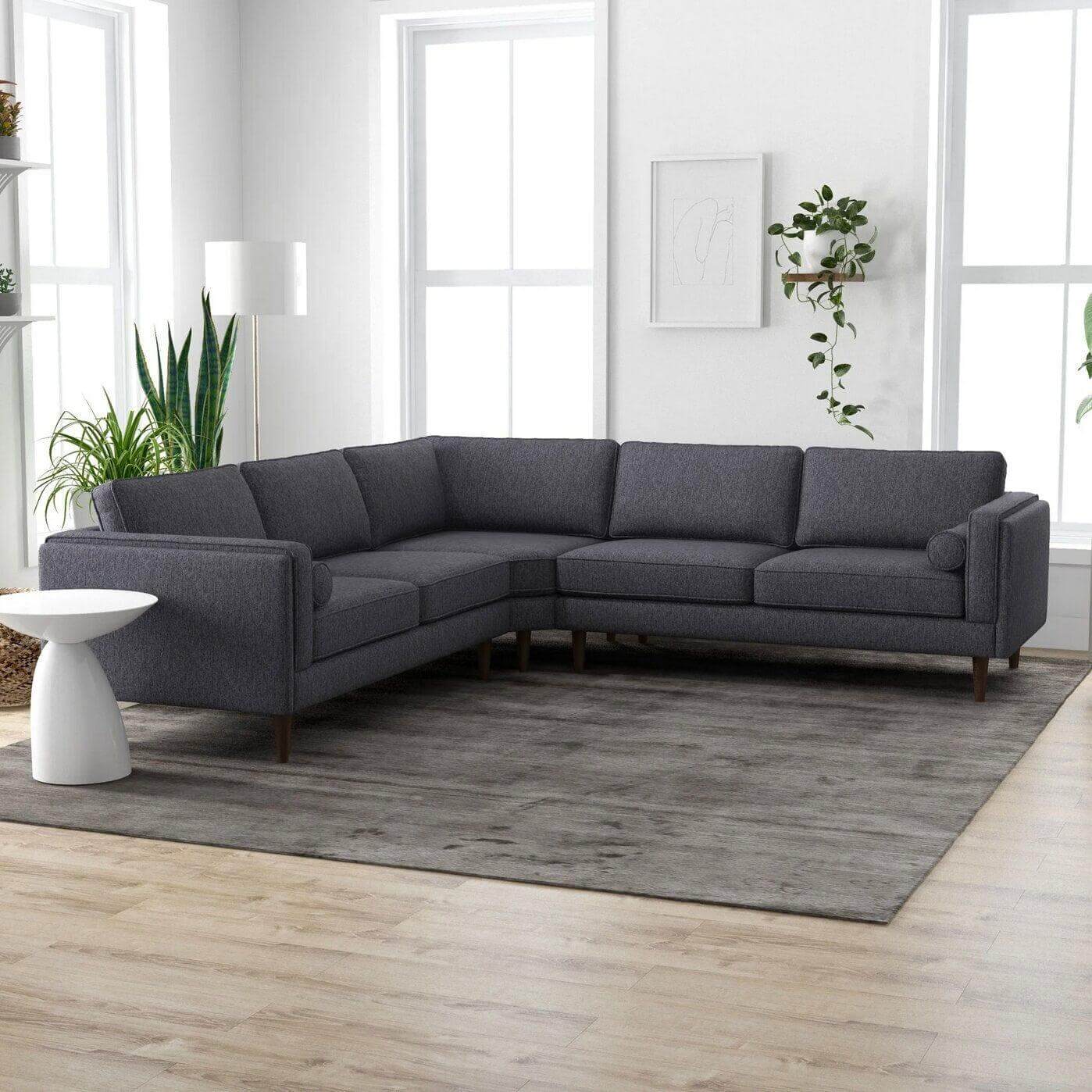 Amber MCM Style Symmetrical Corner Sectional Sofa 103" - Revel Sofa 