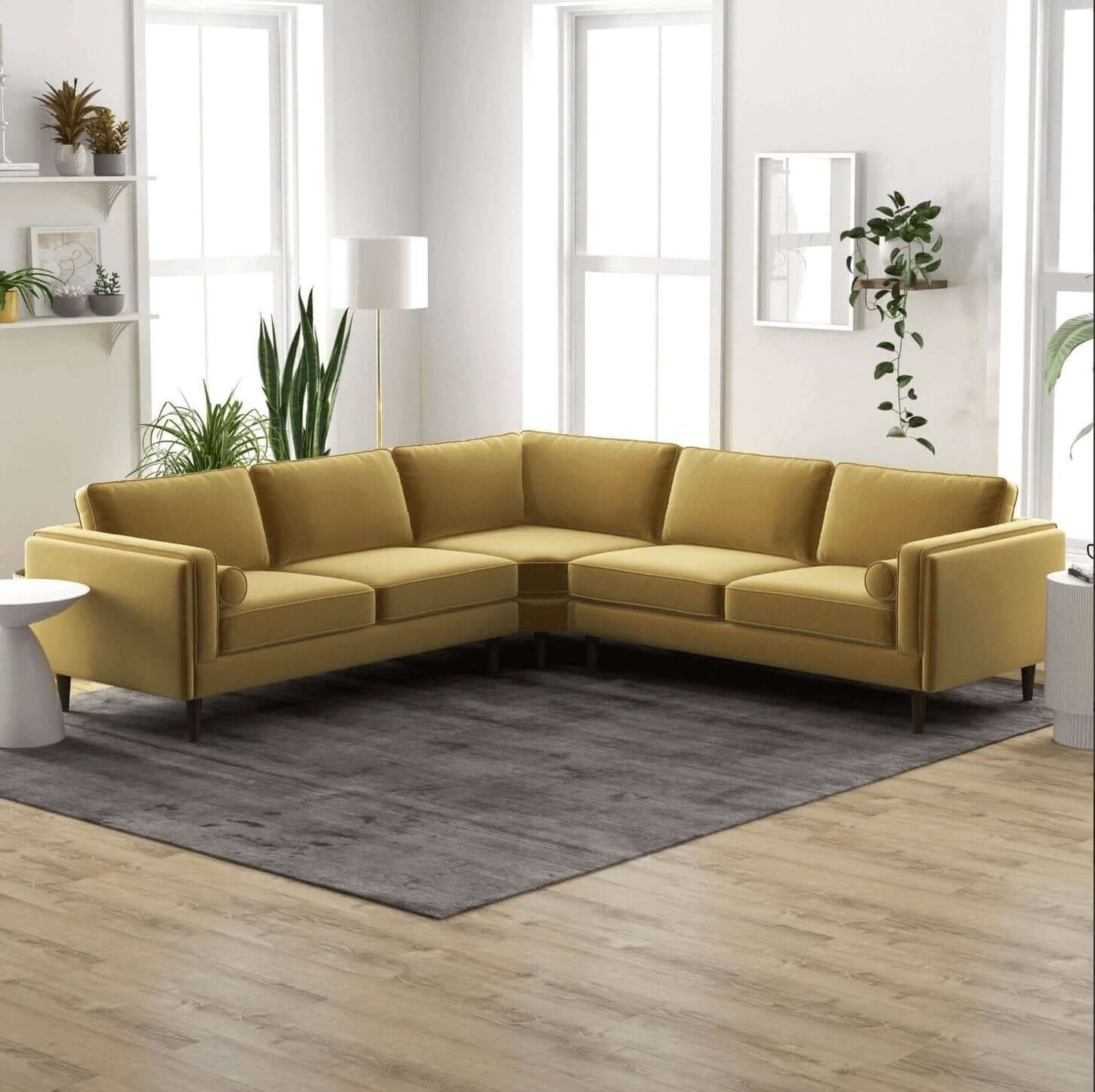 Amber MCM Style Symmetrical Corner Sectional Sofa 103" - Revel Sofa 