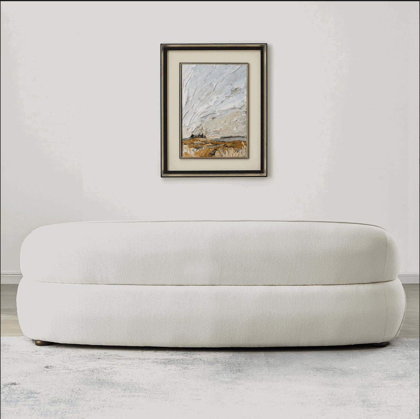 Andrew Modern Minimalist Curved Boucle Sofa 84" - Revel Sofa 