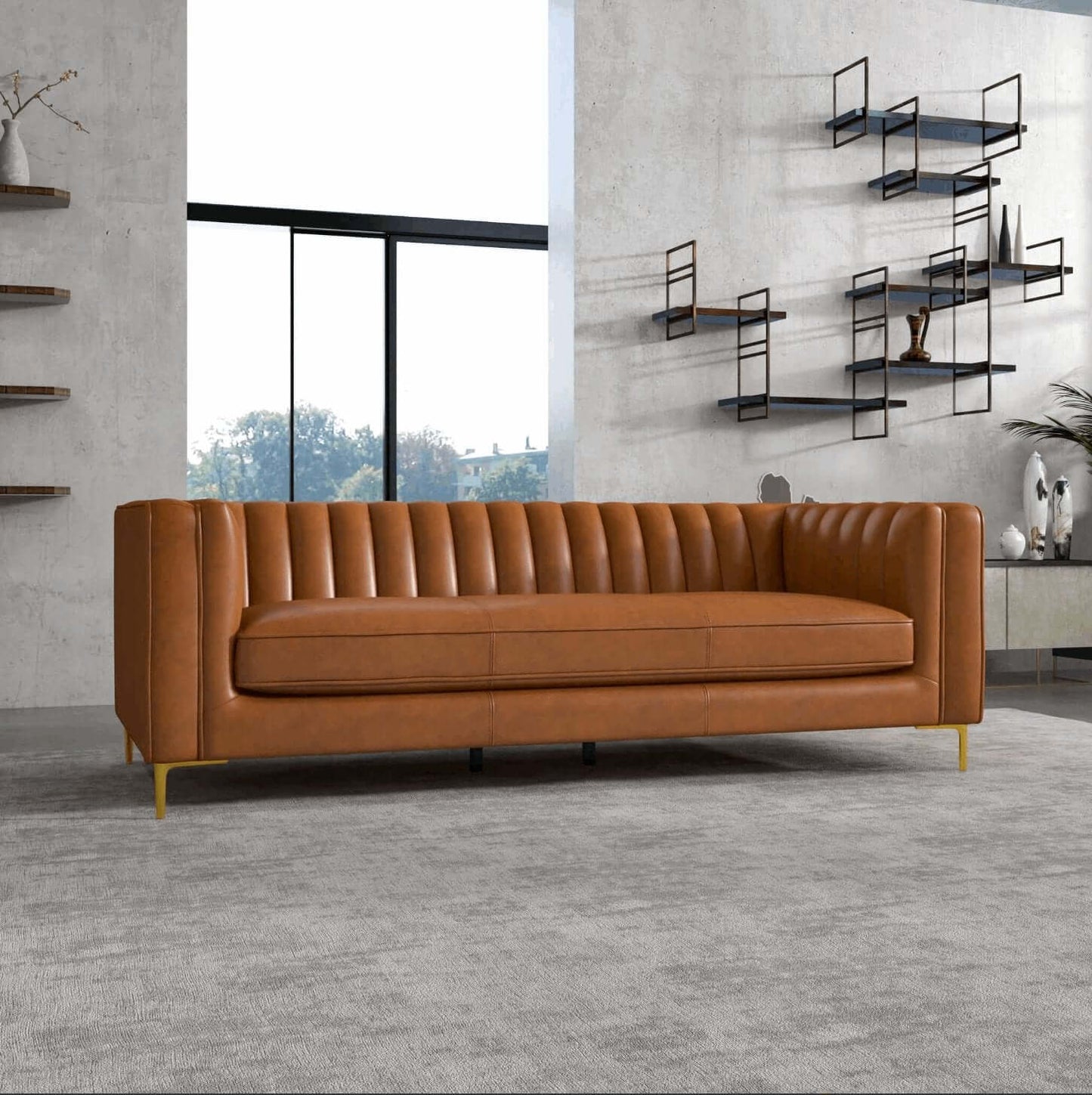 Angelina MCM Luxury Channel Tufted Sofa 84" - Revel Sofa 