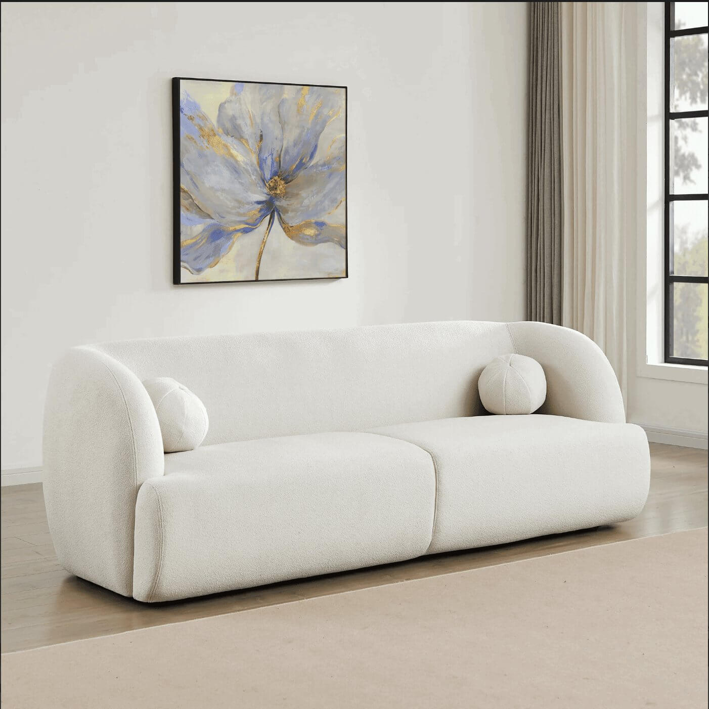 Anna Modern Boucle Sofa Couch 87" - Revel Sofa 