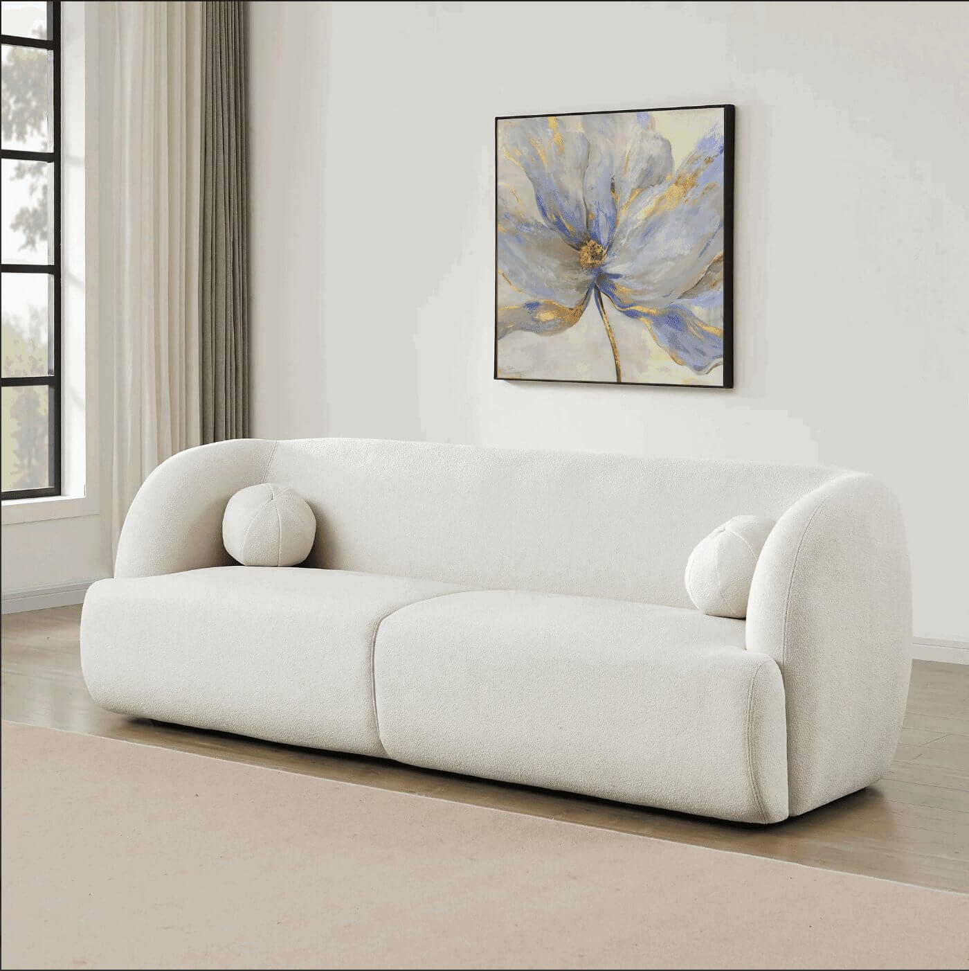 Anna Modern Boucle Sofa Couch 87" - Revel Sofa 