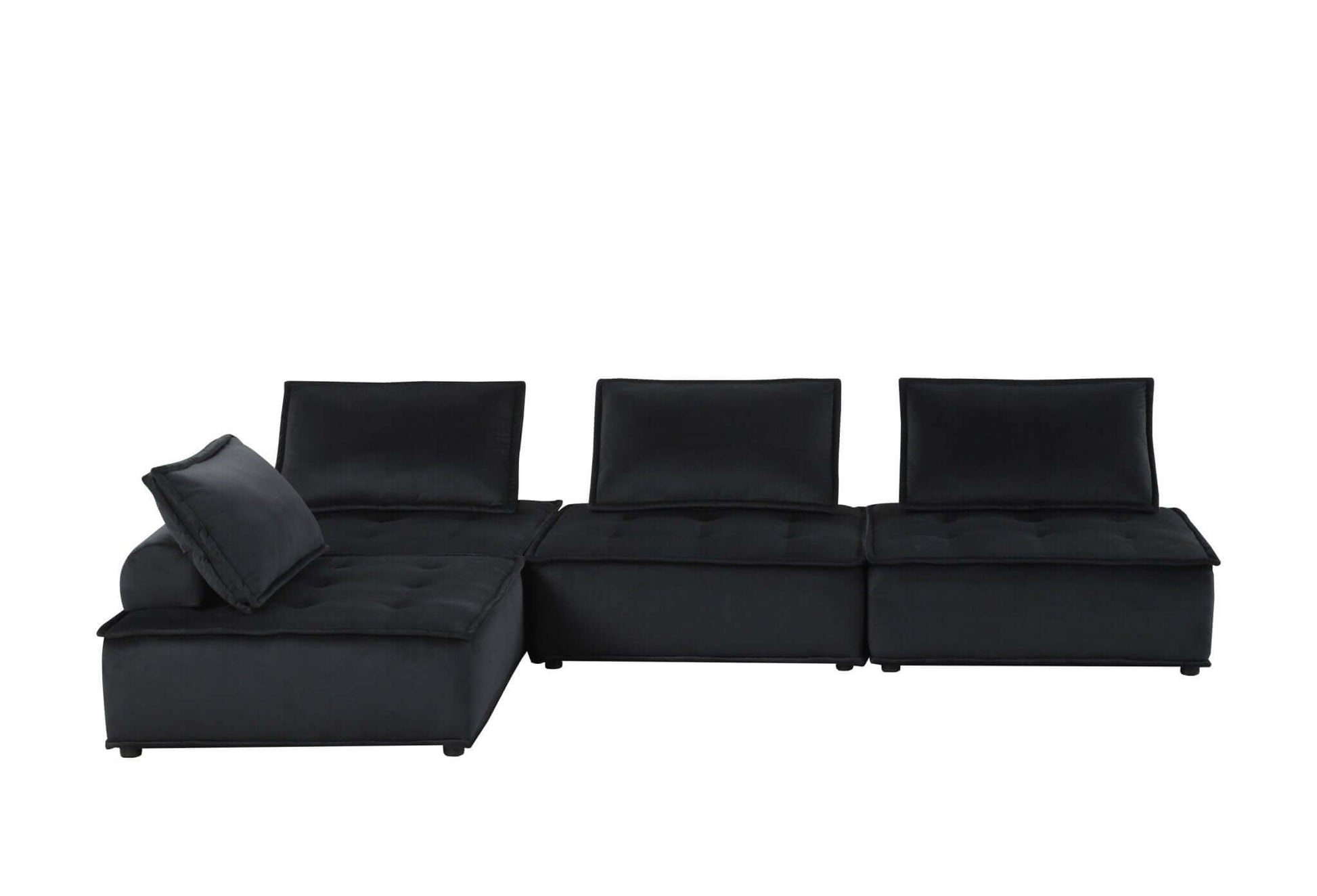 Anna Velvet Modular Sectional Sofa in Gray or Black, Fully Customizable - Revel Sofa 