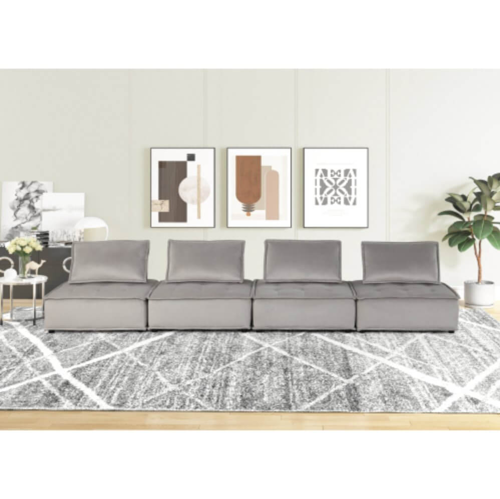 Anna Velvet Modular Sectional Sofa in Gray or Black, Fully Customizable - Revel Sofa 