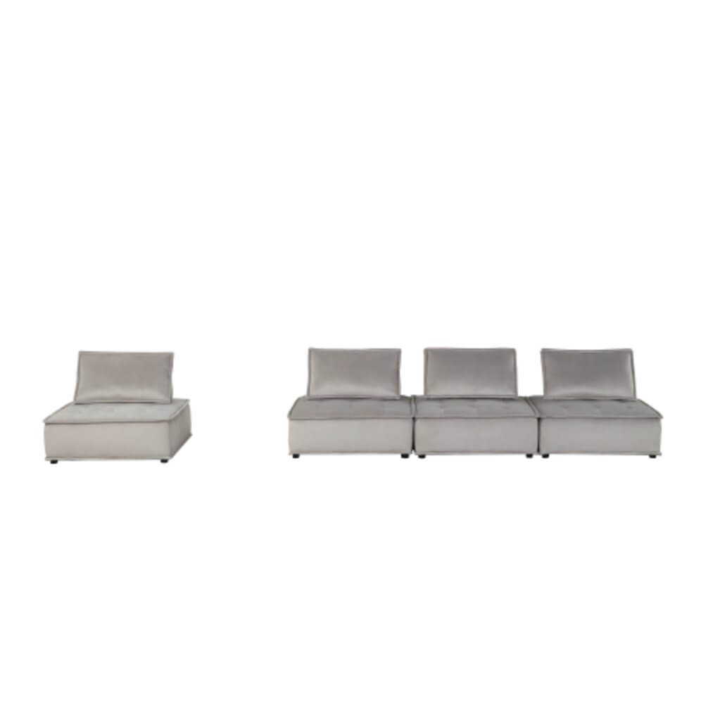 Anna Velvet Modular Sectional Sofa in Gray or Black, Fully Customizable - Revel Sofa 