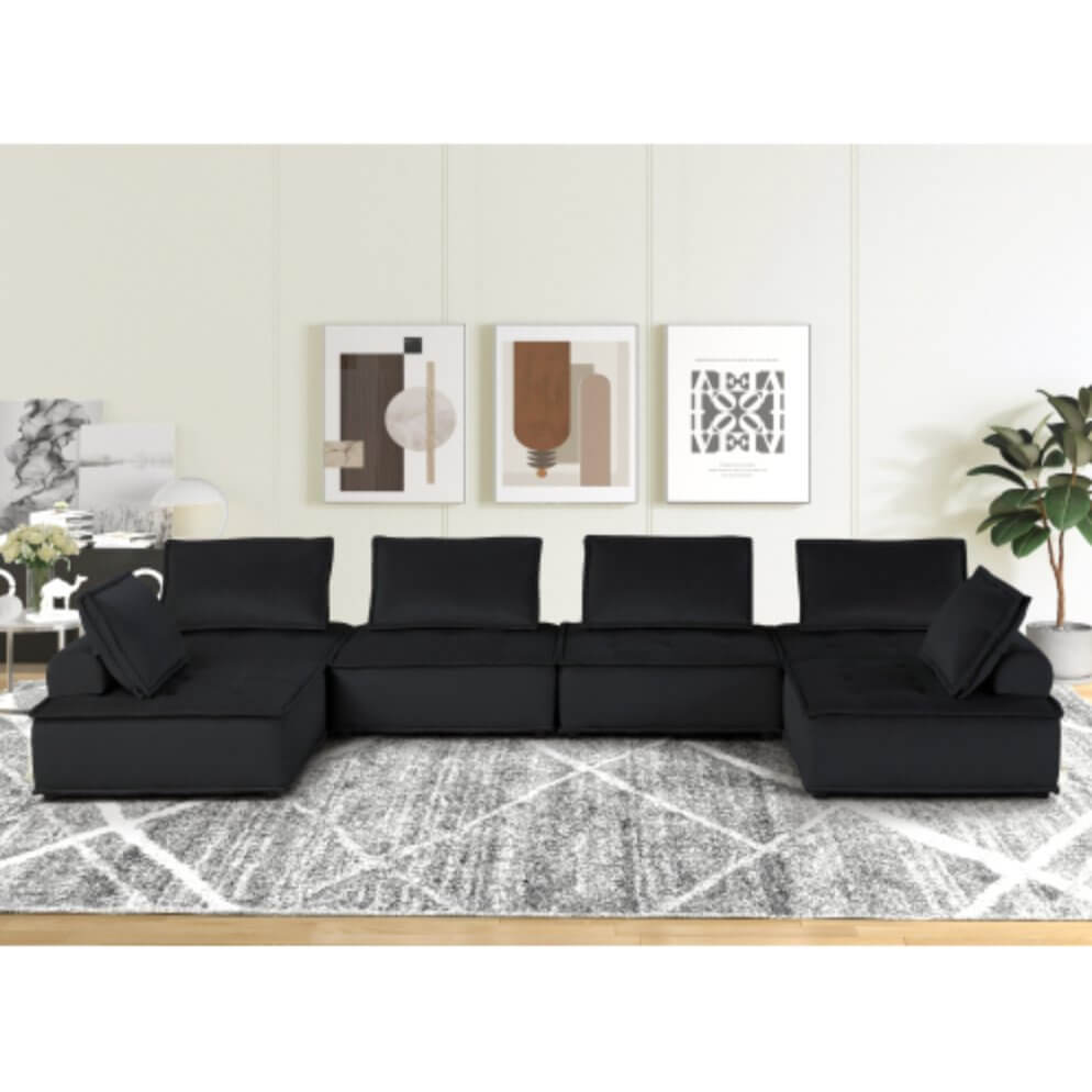 Anna Velvet Modular Sectional Sofa in Gray or Black, Fully Customizable - Revel Sofa 