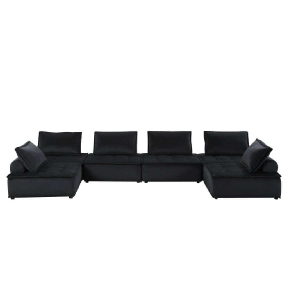 Anna Velvet Modular Sectional Sofa in Gray or Black, Fully Customizable - Revel Sofa 