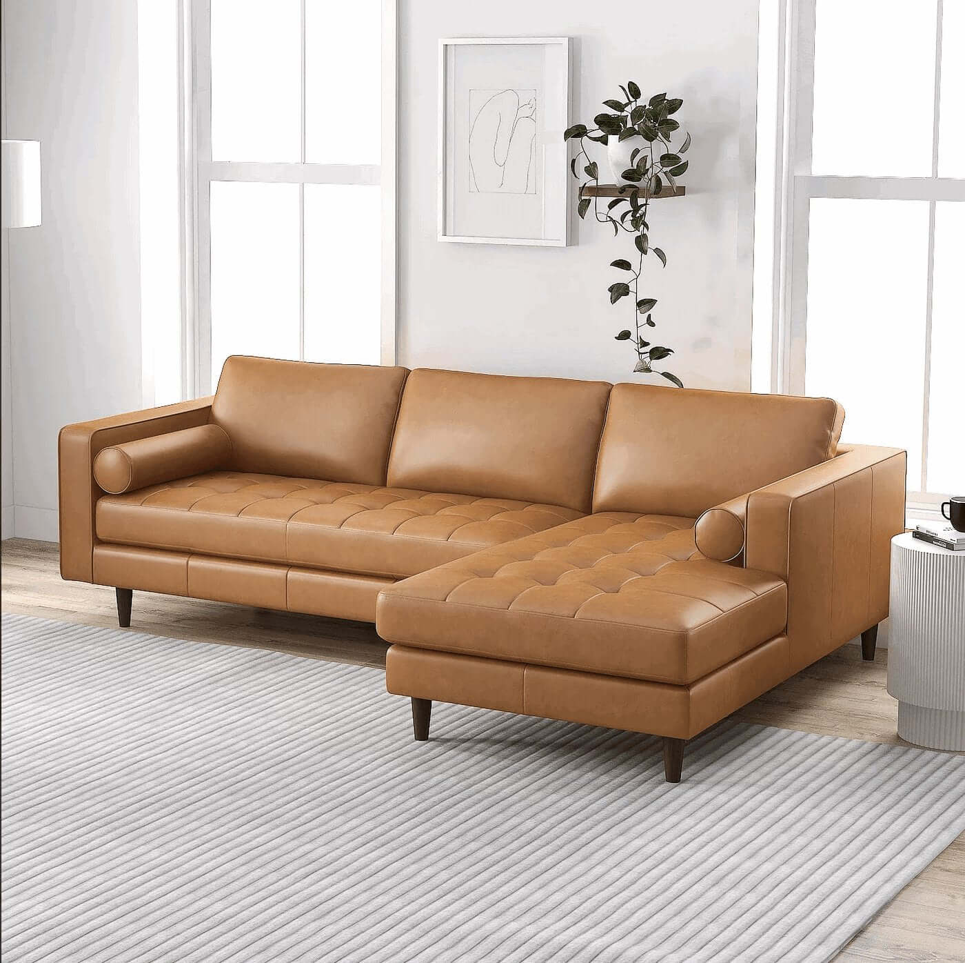 Anthony MCM Tufted L-Shape Sectional Corner Chaise Sofa 101" - Revel Sofa 