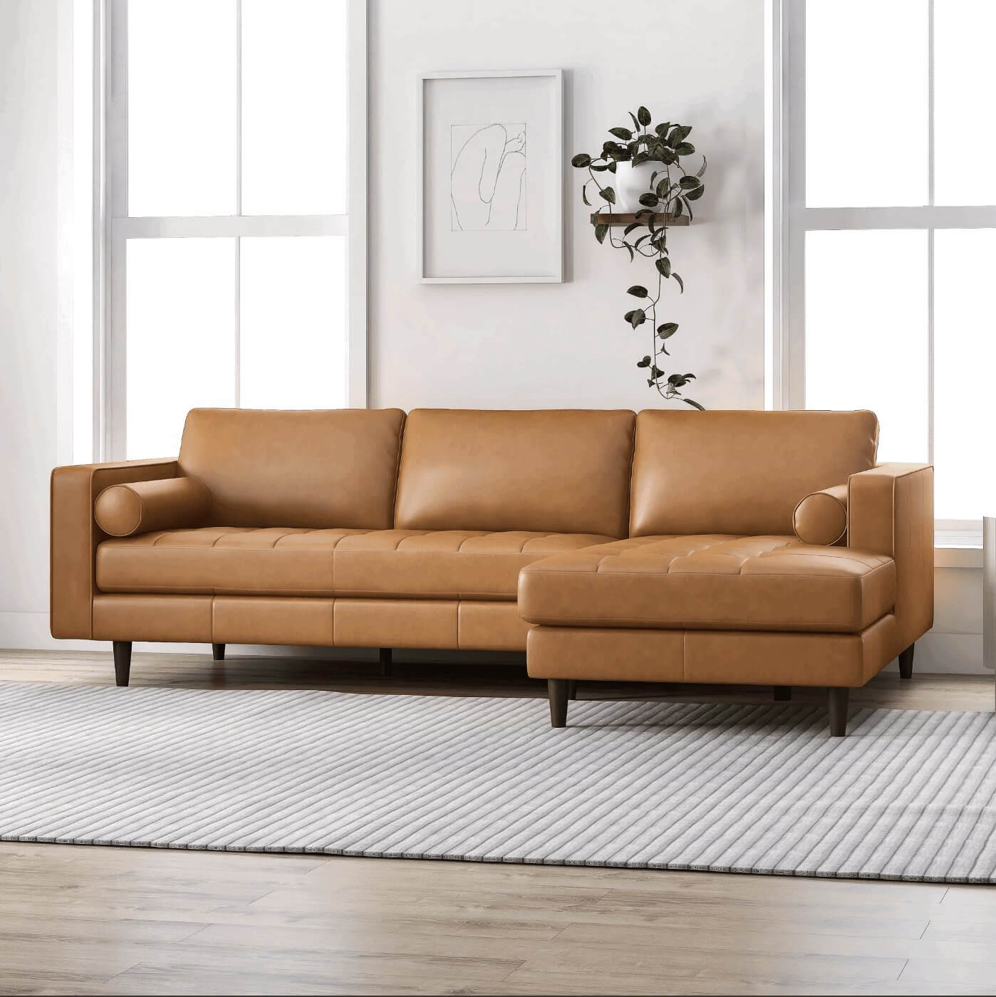 Anthony MCM Tufted L-Shape Sectional Corner Chaise Sofa 101" - Revel Sofa 