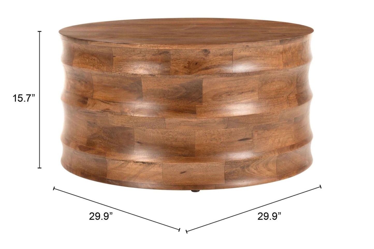 Antium Solid Wood Round Coffee Table in Walnut - Revel Sofa 