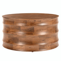 Antium Solid Wood Round Coffee Table in Walnut - Revel Sofa 