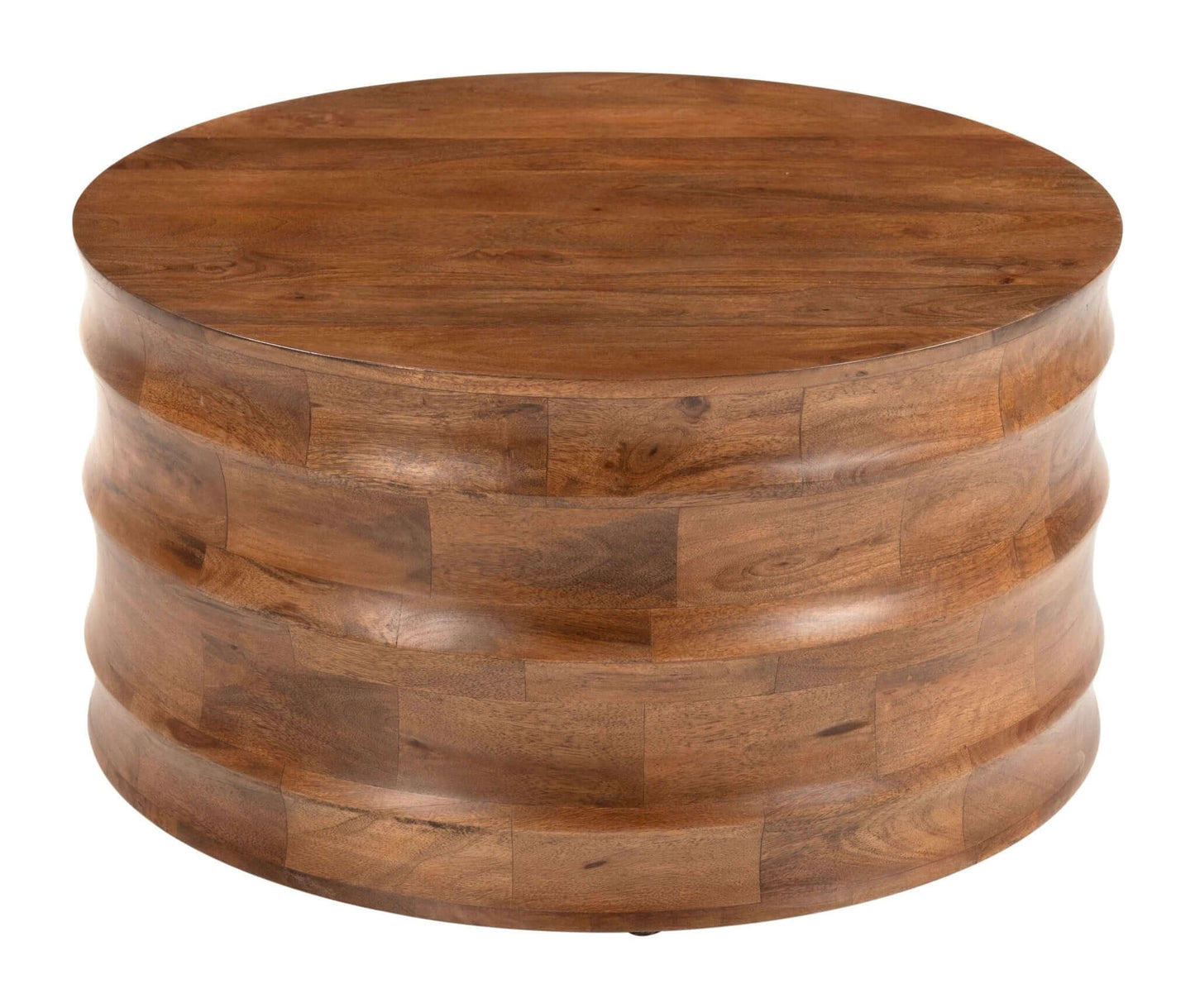 Antium Solid Wood Round Coffee Table in Walnut - Revel Sofa 