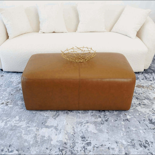 Arten Tan Genuine Leather Ottoman Block - Revel Sofa 
