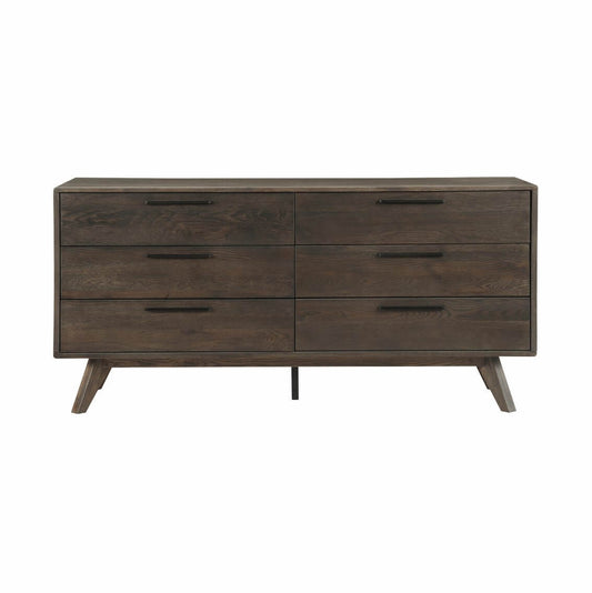 Astoria MCM Solid Oak Wood Dresser 6 Drawers - Revel Sofa 