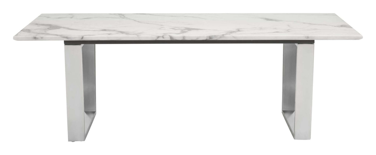 Atlas Coffee Table White Marble Top With Silver or Gold Base Options - 47" - Revel Sofa 