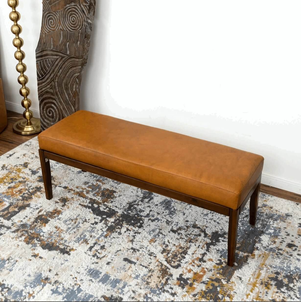 Austin MCM Genuine Leather Bench - Revel Sofa 