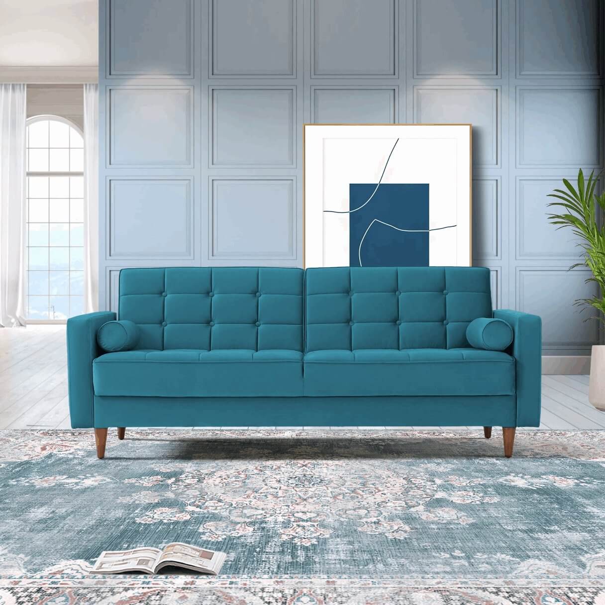 Baneton MCM Style Tufted Sleeper Sofa Couch 84" - Revel Sofa 