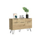 Begonia Double Dresser Four Drawers w/ Hairpin Legs, Color Light Oak