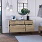 Begonia Double Dresser Four Drawers w/ Hairpin Legs, Color Light Oak