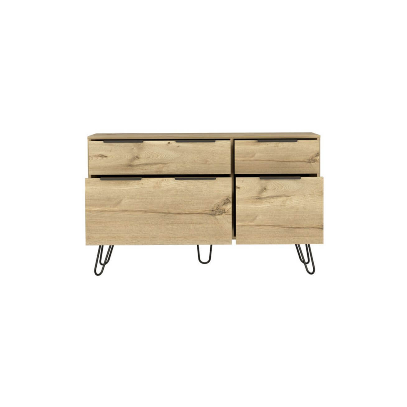 Begonia Double Dresser Four Drawers w/ Hairpin Legs, Color Light Oak - Revel Sofa 