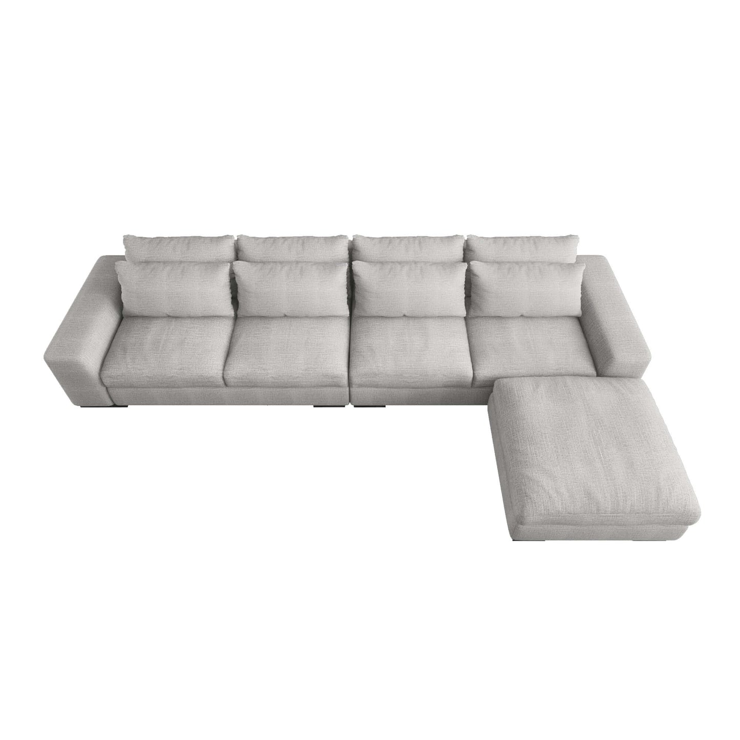 Comfort Modular Sectional 3pc. Sofa  with Ottoman or Chaise, Gray or Blue 150" - Revel Sofa 