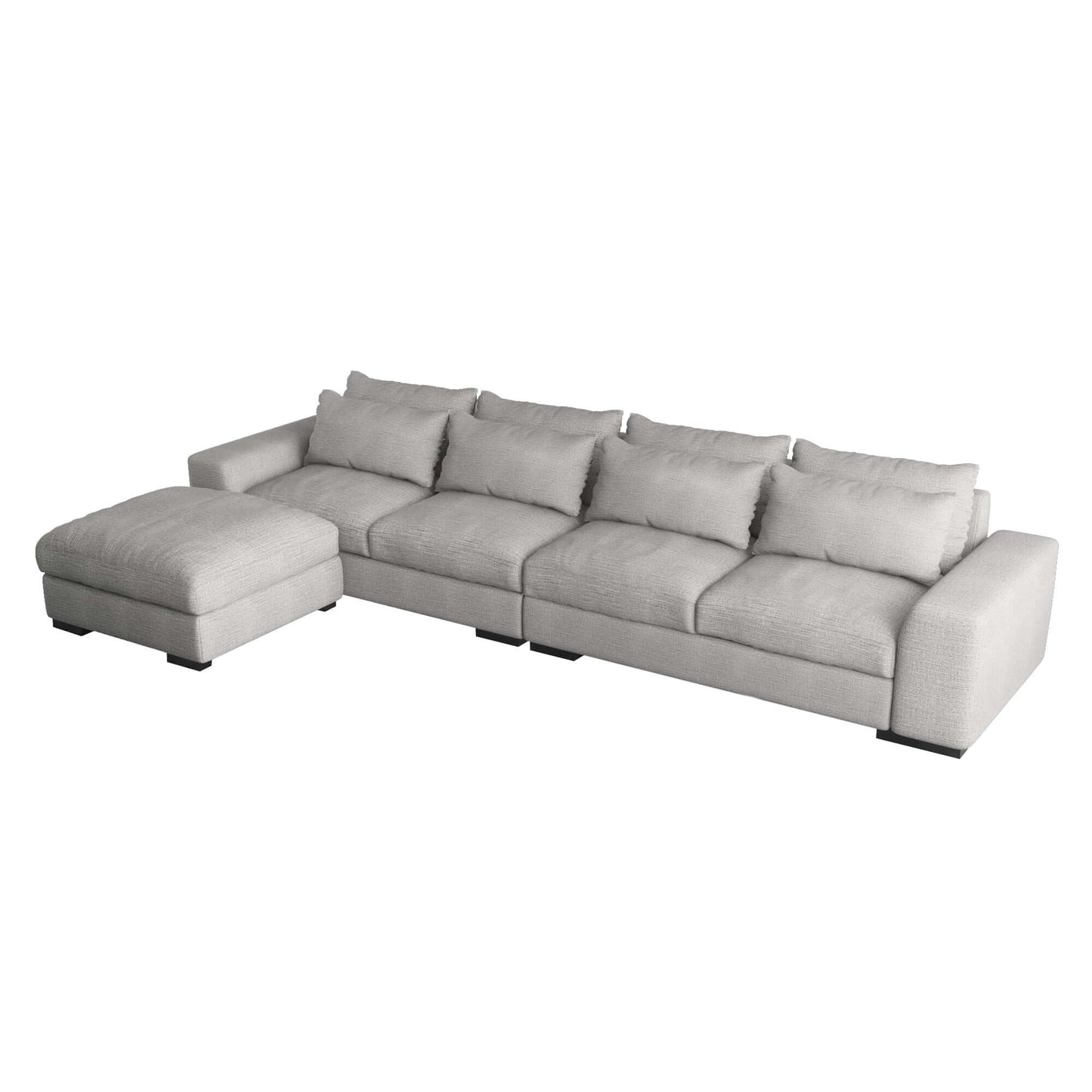 Comfort Modular Sectional 3pc. Sofa  with Ottoman or Chaise, Gray or Blue 150" - Revel Sofa 