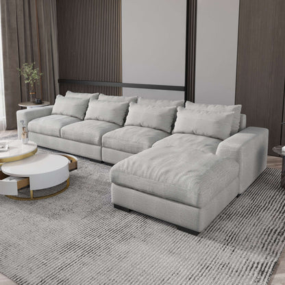 Comfort Modular Sectional 3pc. Sofa  with Ottoman or Chaise, Gray or Blue 150" - Revel Sofa 