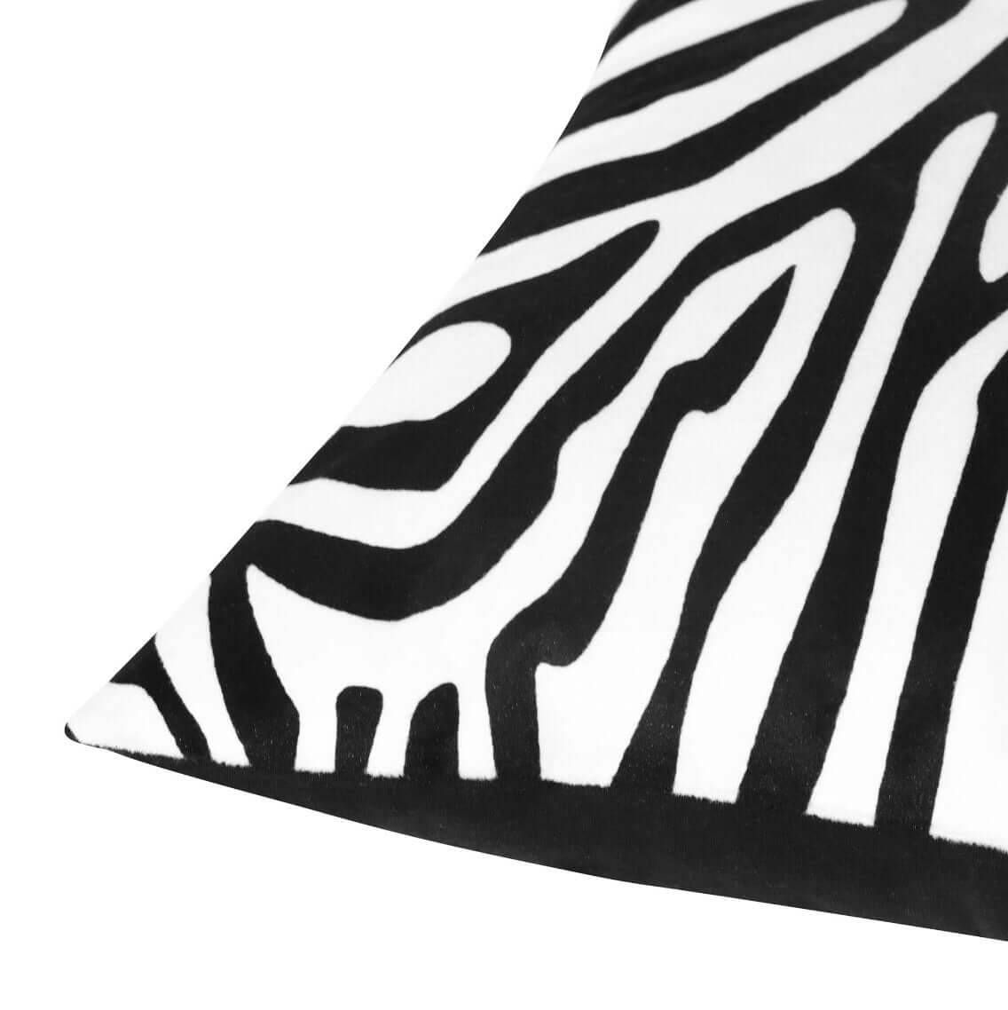 Black And White Polyester Zebra Print Zippered Throw Pillow 20"x20"