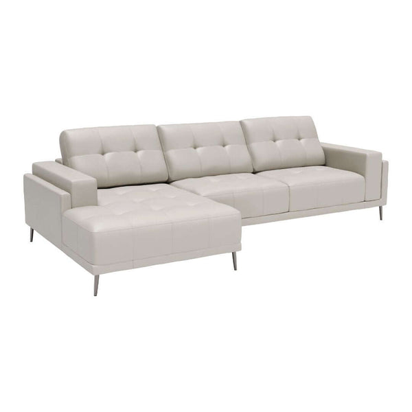 Bliss Leather L-Shape Chaise Sectional Sofa, Beige or Gray 122