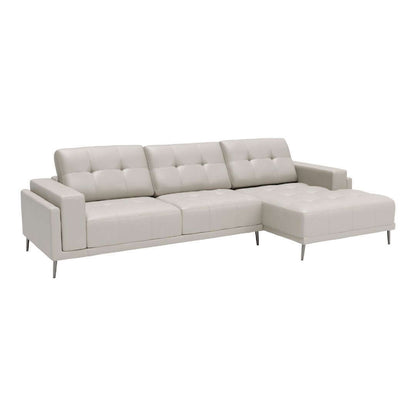 Bliss Leather L-Shape Chaise Sectional Sofa, Beige or Gray 122" - Revel Sofa 