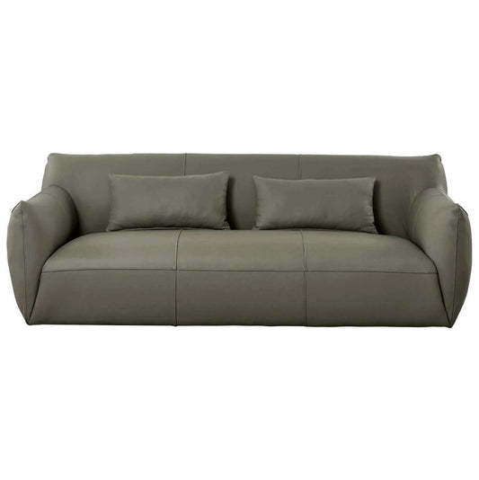 Blur Genuine Leather Round Arm Sofa in Olive 88" - Revel Sofa 