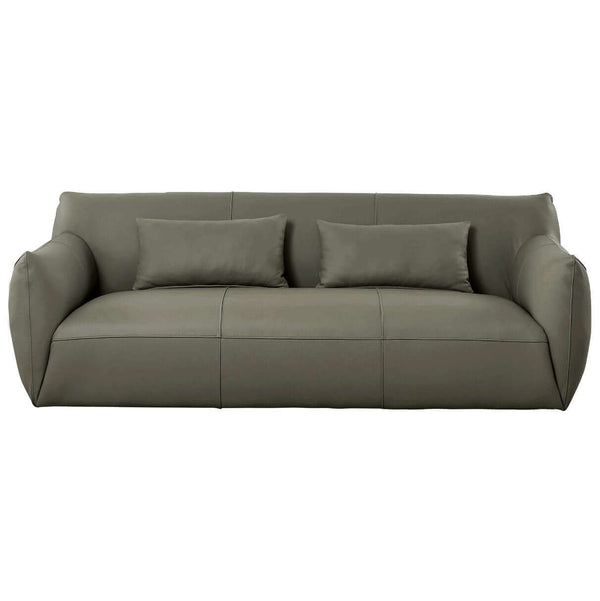 Blur Genuine Leather Round Arm Sofa in Olive 88