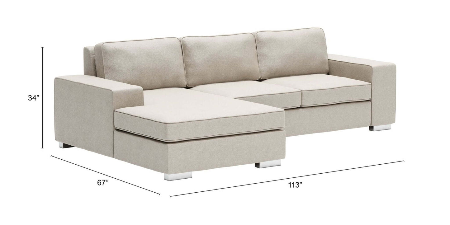 Brickell Modern Reversible Chaise Sectional Sofa 113" - Revel Sofa 