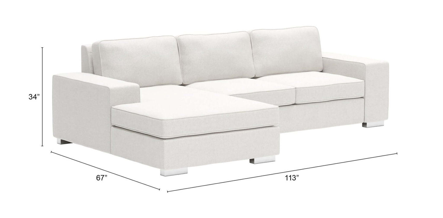 Brickell Modern Reversible Chaise Sectional Sofa 113" - Revel Sofa 