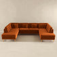 Brooke MCM Tufted Velvet U-Shape Dual Chaise Sectional Sofa 131" - Revel Sofa 