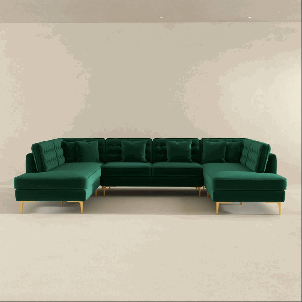 Brooke MCM Tufted Velvet U-Shape Dual Chaise Sectional Sofa 131" - Revel Sofa 