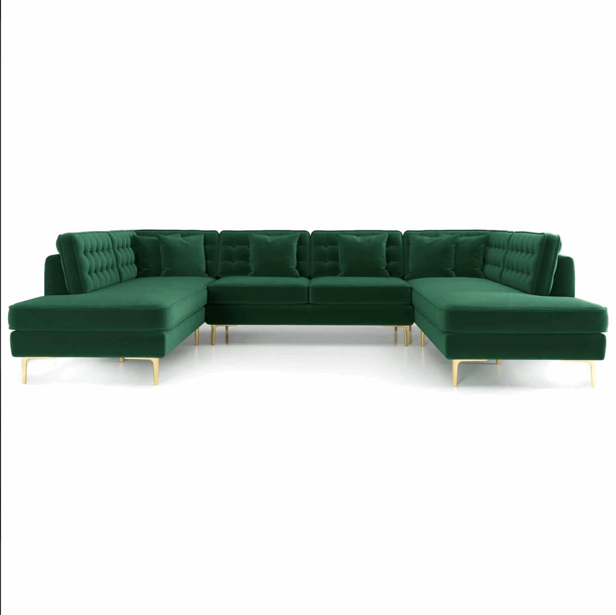 Brooke MCM Tufted Velvet U-Shape Dual Chaise Sectional Sofa 131" - Revel Sofa 