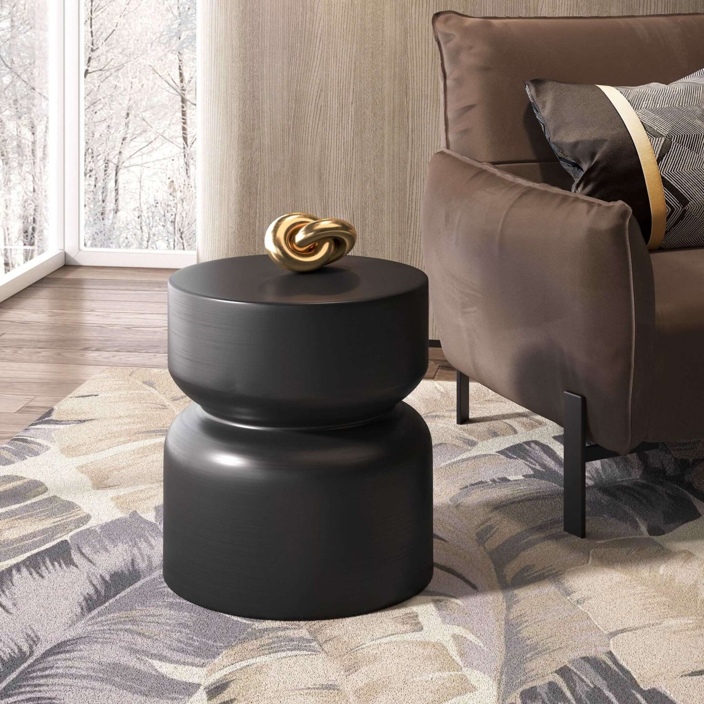 Busan Iron Round Side Table in Black - Revel Sofa 