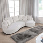 Luxury Curvy Teddy Fabric Sectional Couch, Modern Comfy Chaise Sofa 123” - Revel Sofa 