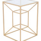 Canyon Side Accent End Table Gold Base Square Glass Top - Revel Sofa 