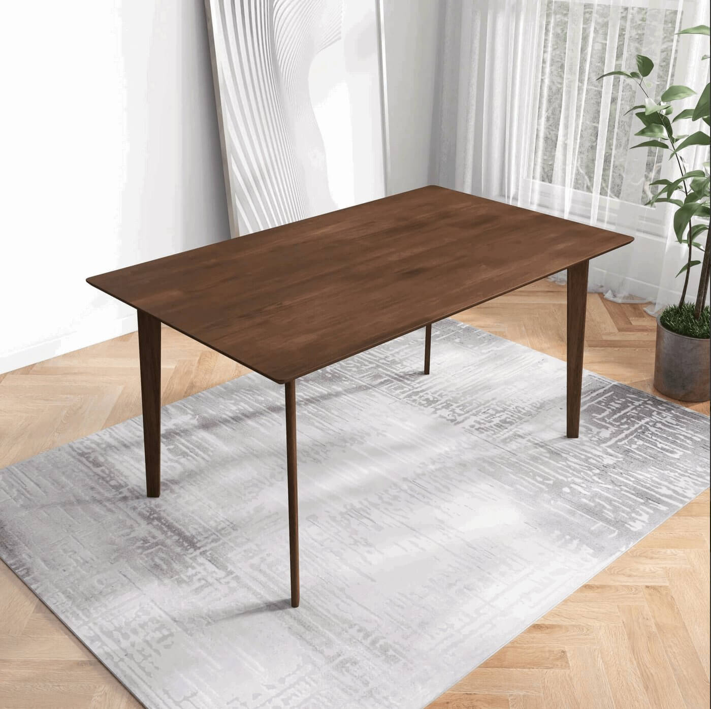 Carlos MCM Solid Wood Dining Table 59" - Revel Sofa 