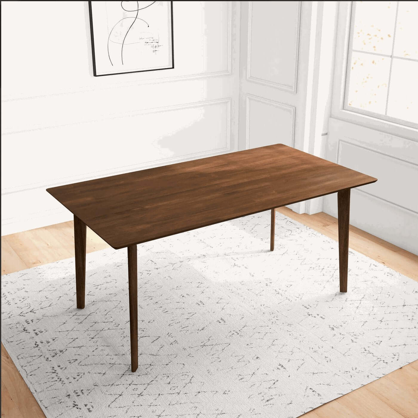 Carlos MCM Solid Wood Dining Table 59" - Revel Sofa 