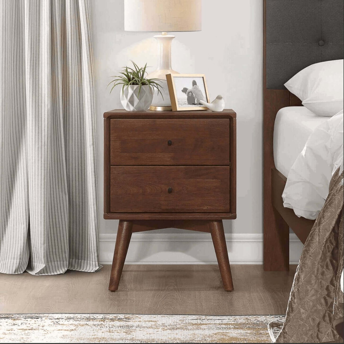 Caroline MCM Style Wood Nightstand - Revel Sofa 