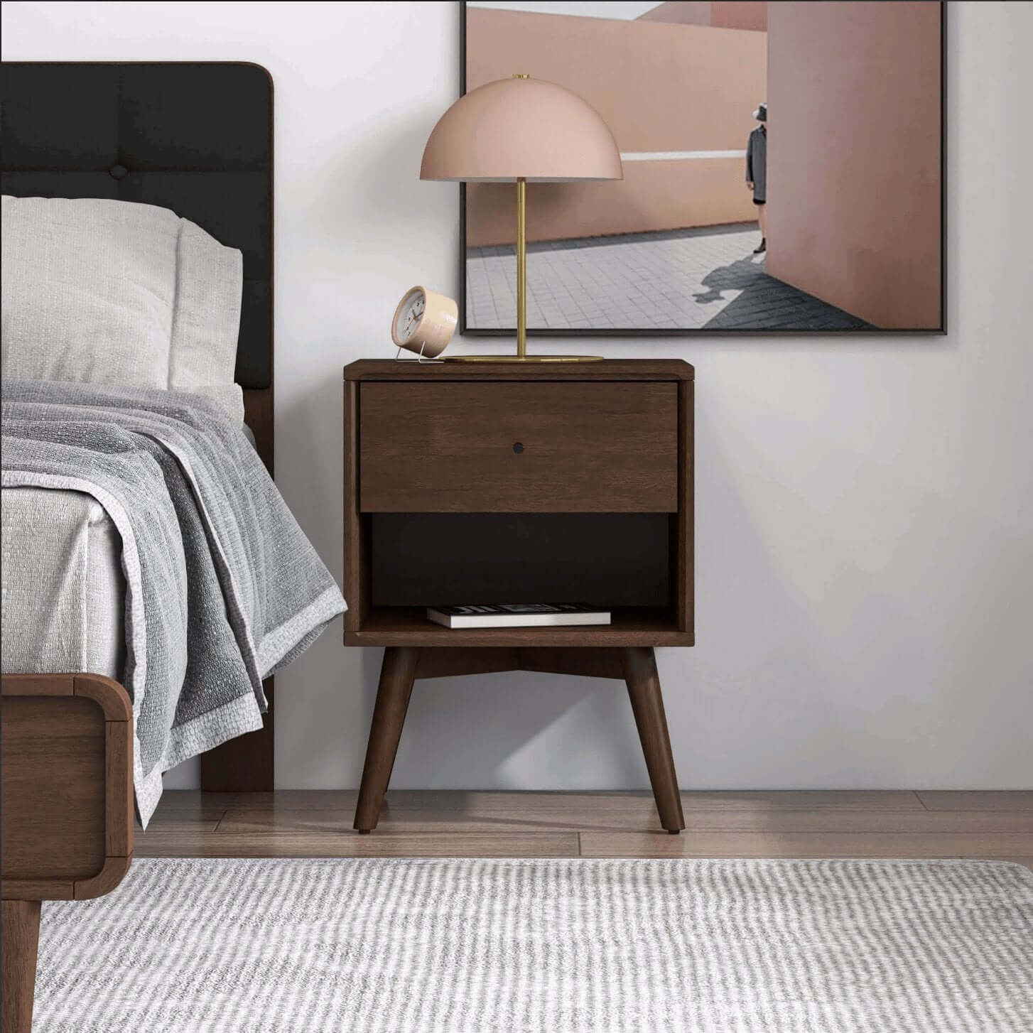 Caroline MCM Style Wood Nightstand - Revel Sofa 